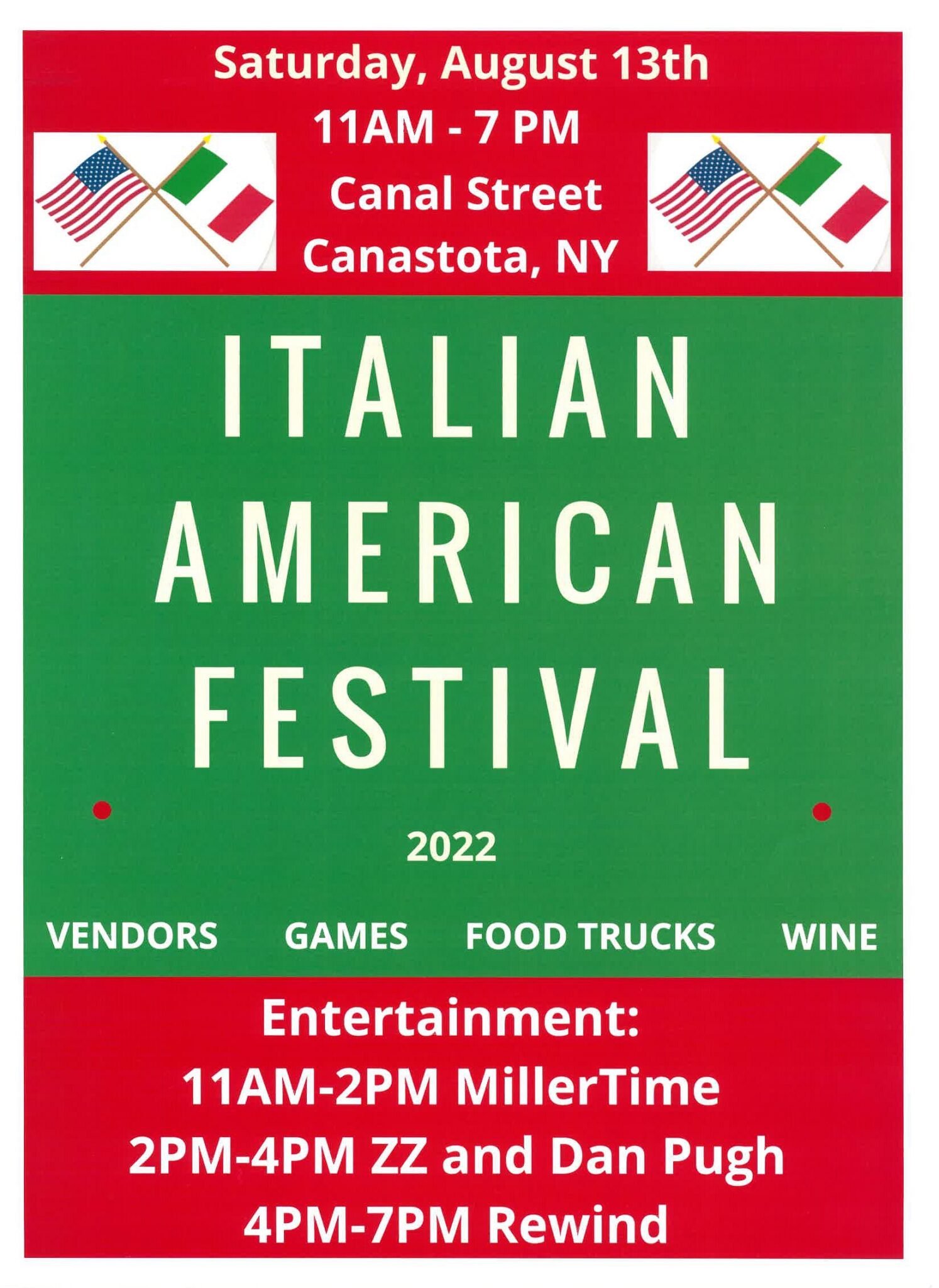 2022 Italian American Festival Village of Canastota, NY